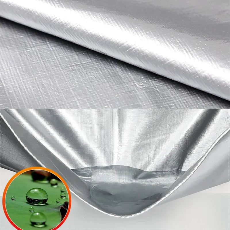 Super durable PE waterproof tarpaulin protects against rain and sun.